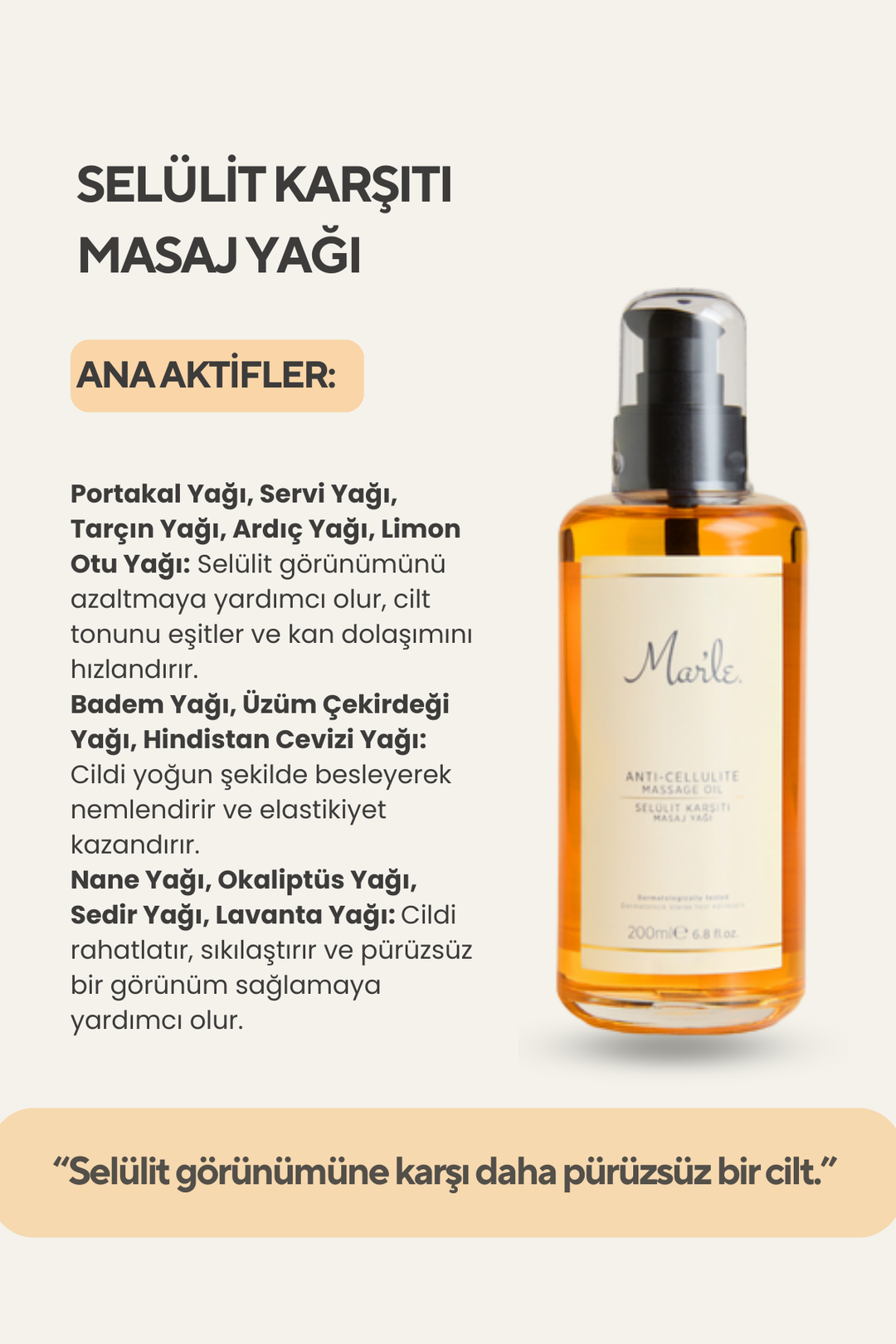 Mar'le Selülit Karşıtı Masaj Yağı 200 ML