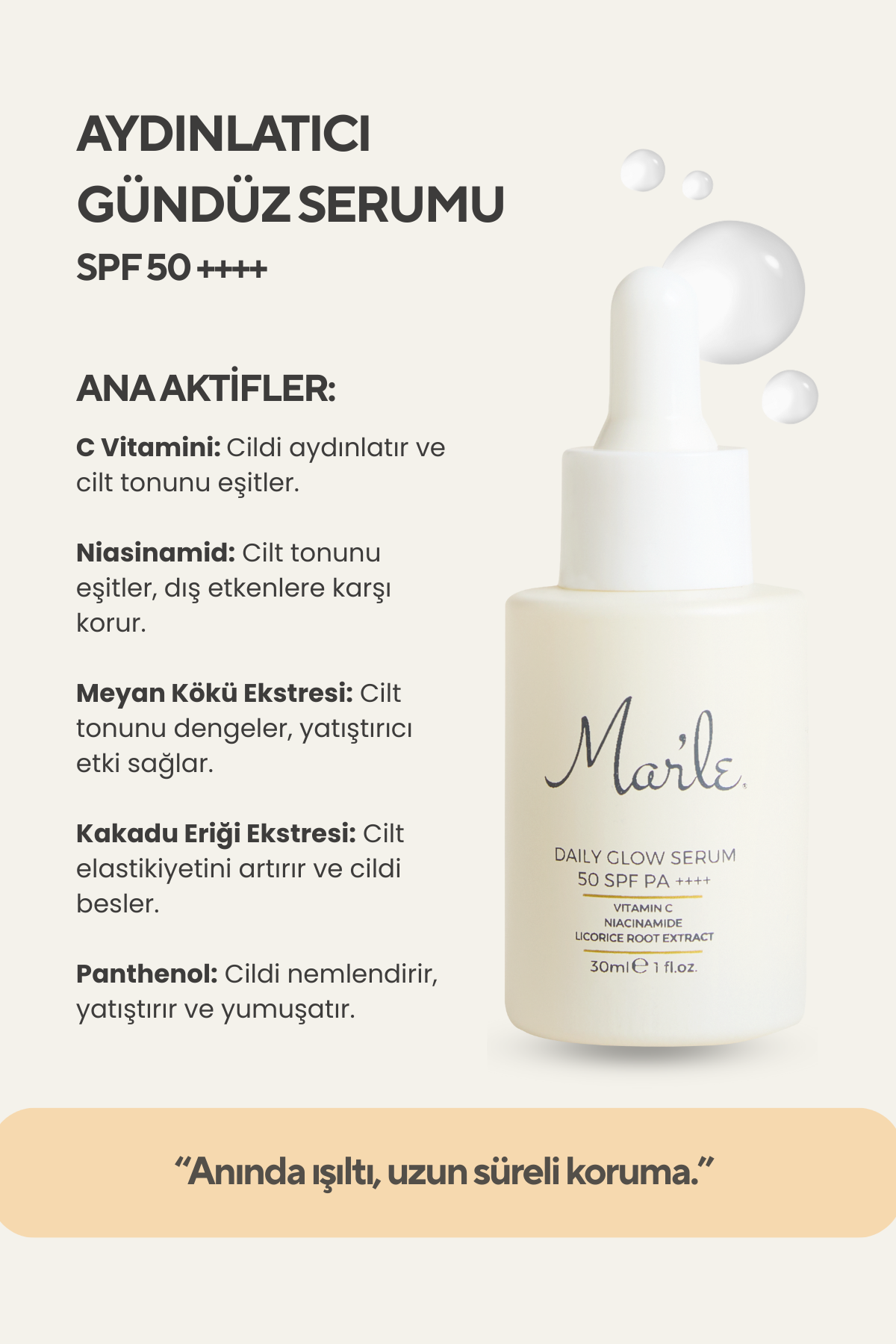 Mar’le Aydınlatıcı Gündüz Serumu 50 SPF PA++++