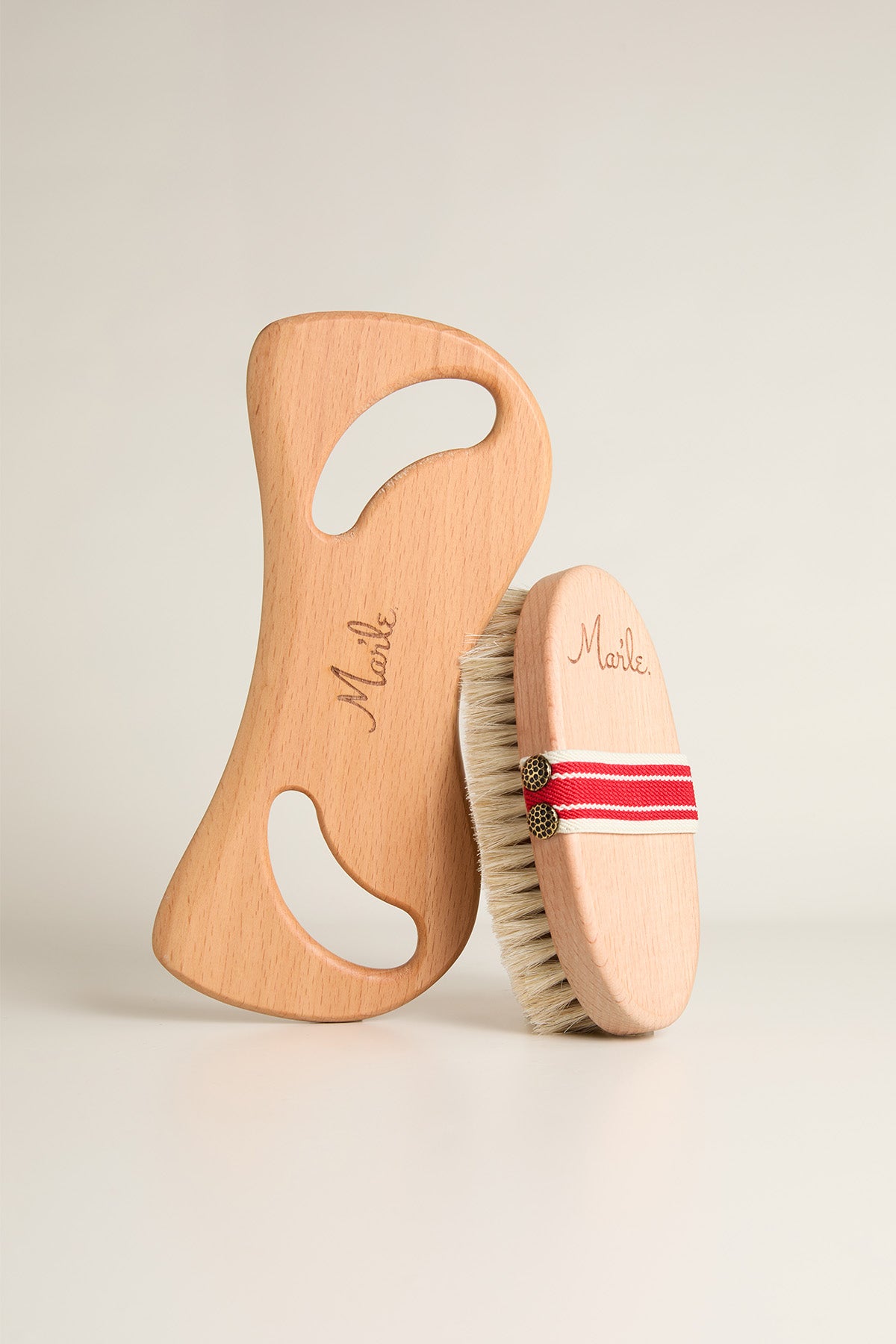 Mar’le %100 Doğal At Kılı Fırçası ve Mar’le Ahşap Selülit Masaj Aleti