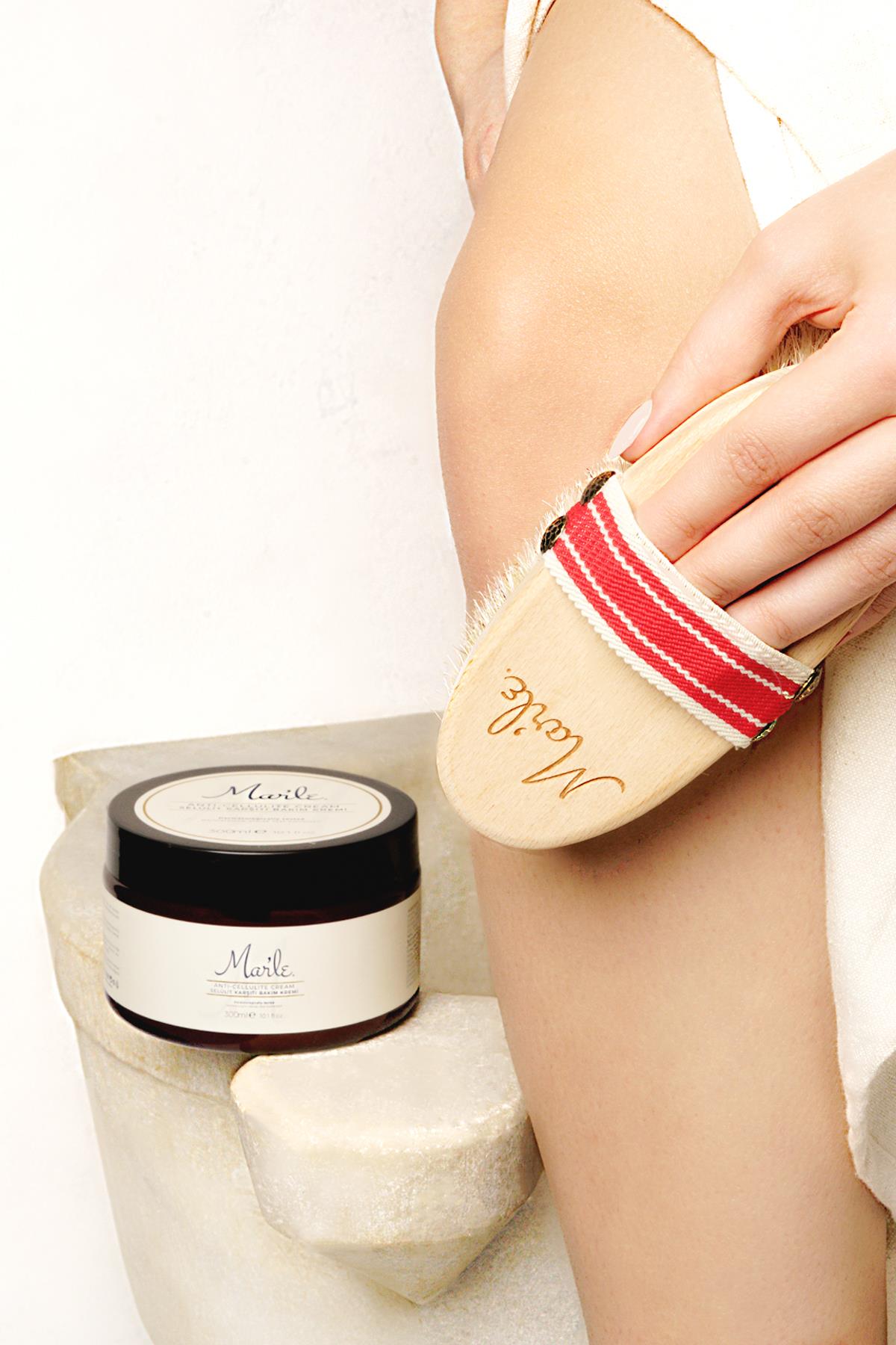 Mar'le Selülit Karşıtı Bakım Kremi 300 ml + Doğal At Kılı Selülit Fırçası